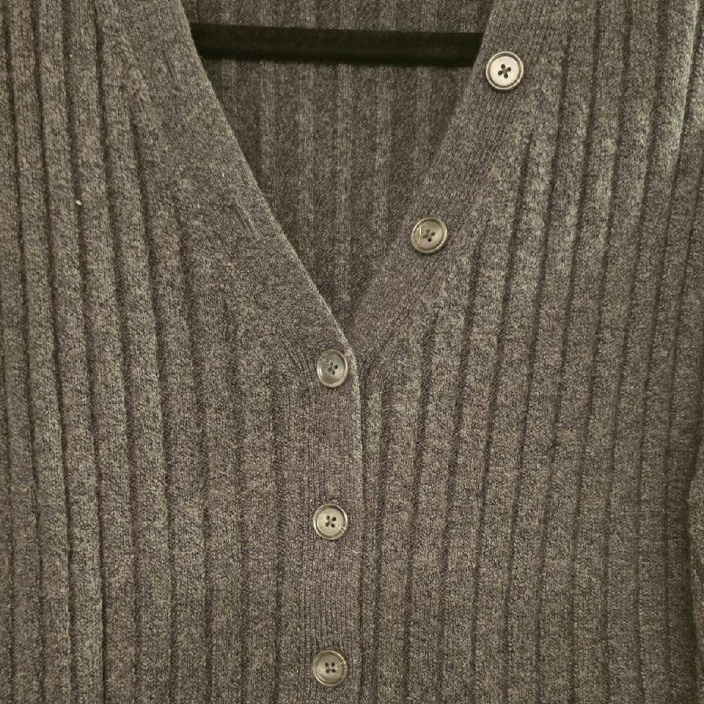 LOFT Dark Gray V-Neck Sweater - Picture 3 of 8